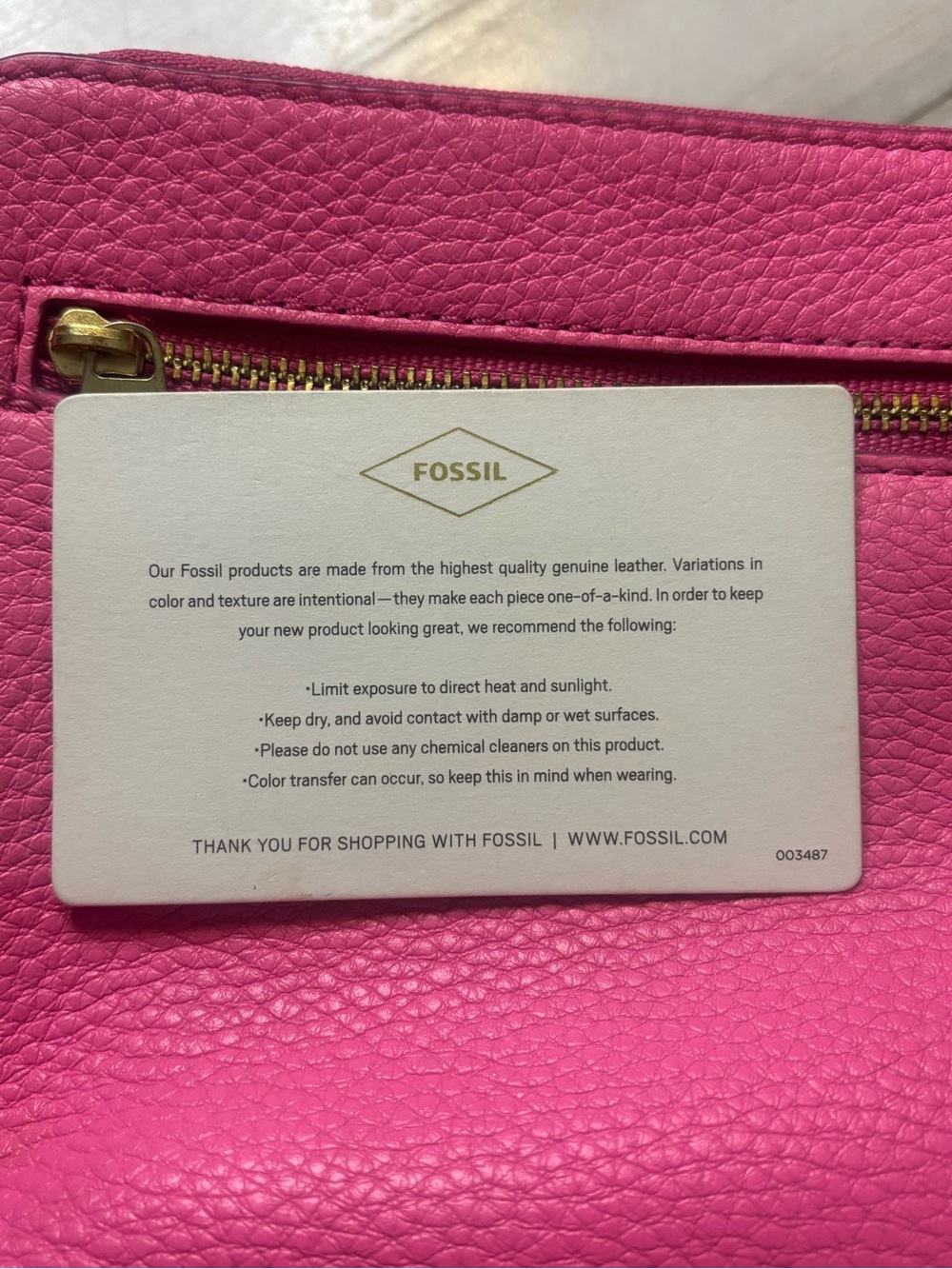 Fossil Piper Crossbody Sling Bag Bright Pink Pebbled Leather - Picture 5 of 15